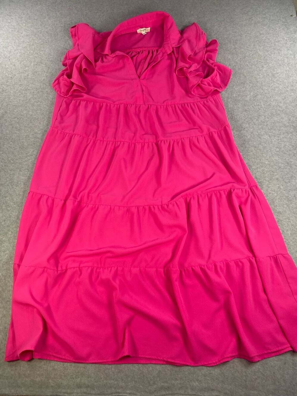 Umgee Women's Ruffled Tiered Midi Dress in Hot Pink - Picture 2 of 4